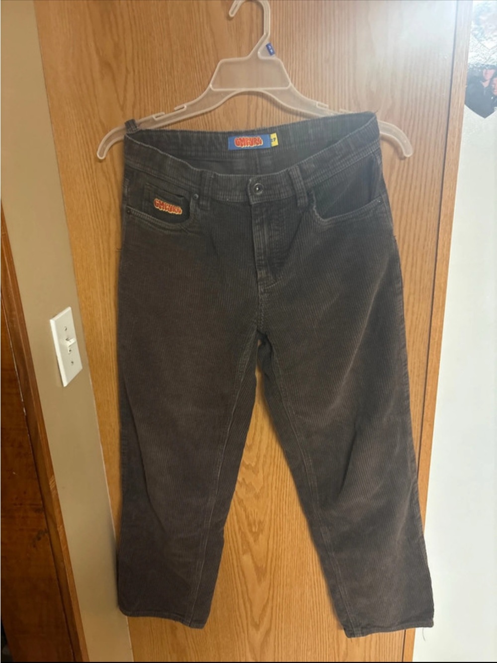 Empyre Women's Straight Leg Corduroy Pants in Dark Gray